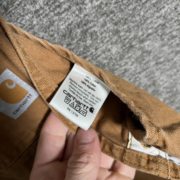 Carhartt Overalls Kids 6 Carhartt Brown Duck Canvas Double Knee Work Bib Youth - Picture 4 of 7